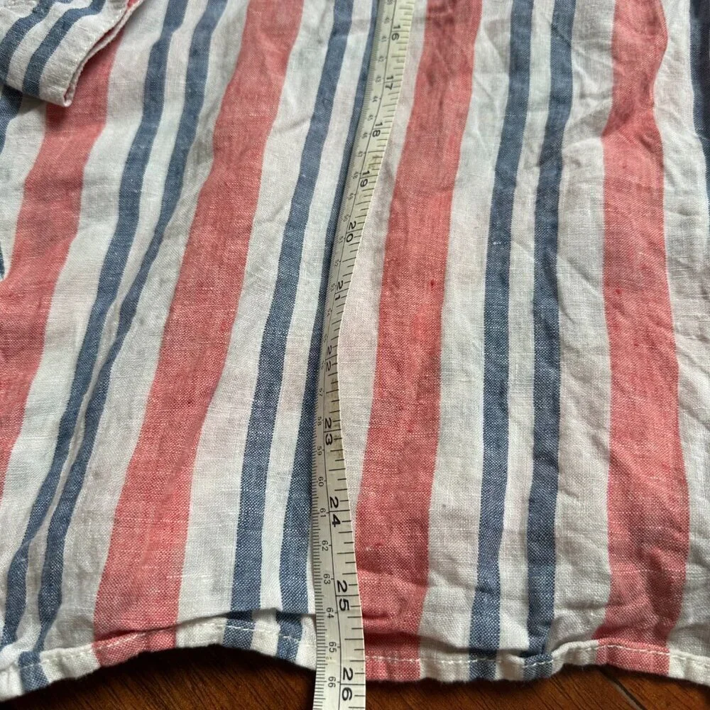 Artisan NYC 100% linen tunic shirt red white and blue size M - Picture 5 of 6